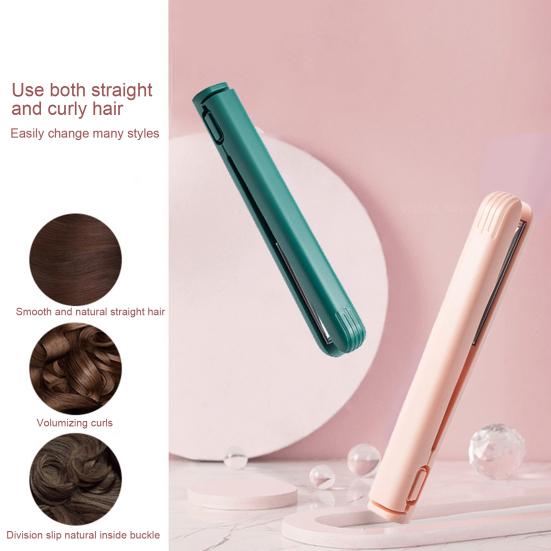 Alisador de cabelo USB portátil, aquecimento rápido, modelador de cachos elétrico, franjas de cabelo liso, mini modelador de cachos, ferramenta de viagem para mulheres