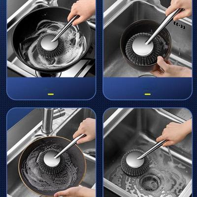 Metal Pot Cleaning Brush with Handle for Kitchen And Bathroom