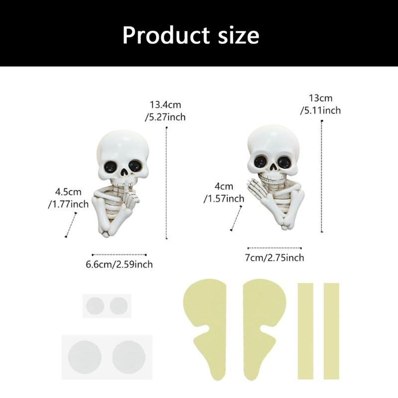 Resin Skull Wall Sticker Realistic Skull Figure Door Ornament For Door Frame Mantels Entryways Halloween Decoration