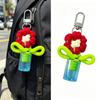 Adorable Handwoven Flower Keychain Mini Potted Vase Plant Charm Pendant for Girls Bag Accessory