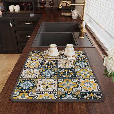 Platzset Retro-Druck Schnell absorbierender Untersetzer Rutschfeste Basis Leicht zu reinigen Minimalistisches Design Kaffeetassenmatte Auslaufsicherer Tischuntersetzer