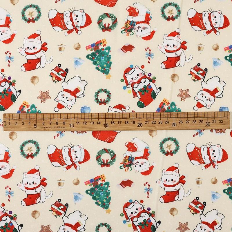 0.5m/1m/5m Cartoon Christmas Snowman Printed Fabric for Sewing Sofa Cover Apron Curtain Tablecloths Christmas Decorative Fabrics
