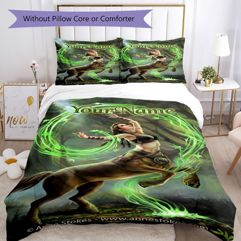Gothic Illustrations Customize Your Name Bedding Set Breathable Duvet Cover with Pillowcases Home Decoration Birthday Gift