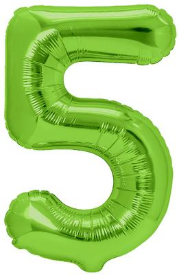 Number 5 Five Green Birthday Foil Balloon 100cm