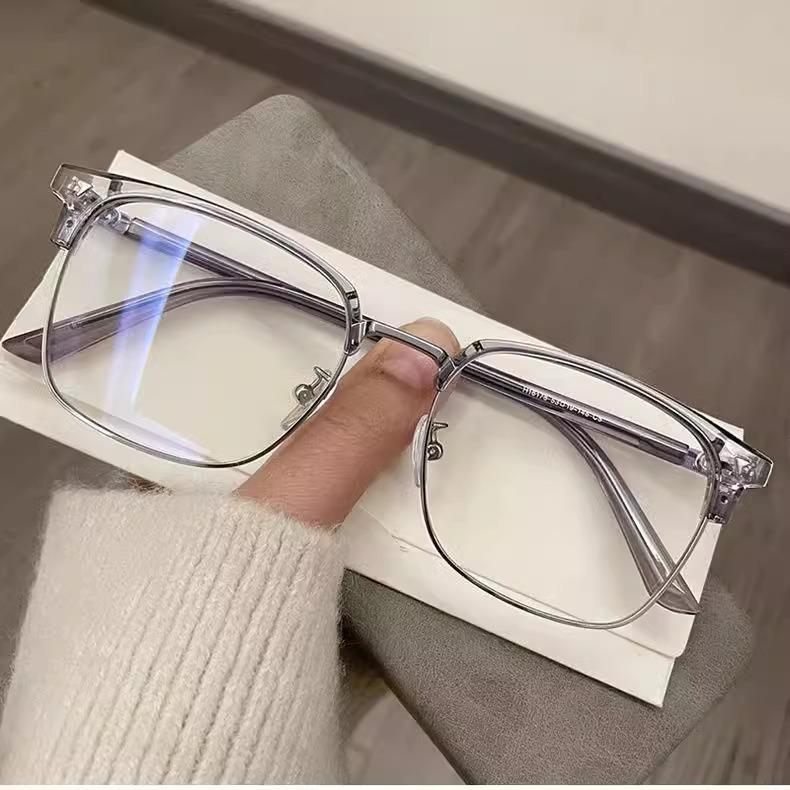 Men's Photochromic Colored Glasses Half Frame Anti Blue Light Glasses Man Eye Protection Myopia Glasses -1.0 1.5 2.0 2.5 3.5 4.0