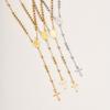 Stainless Steel Rosary Necklace For Wome, Long Chain Virgin Mary Y-shape Gold Plated Catholic Religious Jewelry