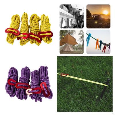 8 Pieces Outdoor Guyline Tent Cords Camping Rope with Guylines Adjuster Tarp