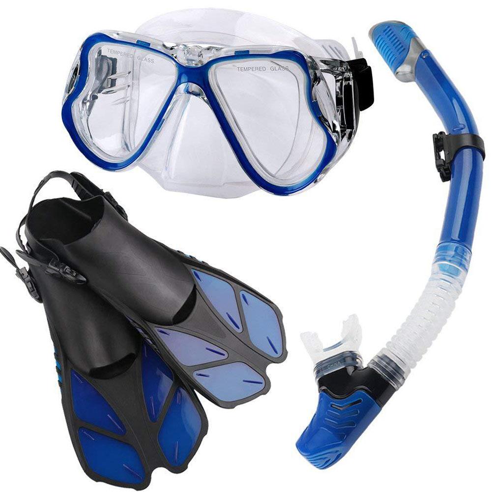 Diving Suit Diving Fins Snorkeling Mask Silicone Snorkel Three-piece Suit