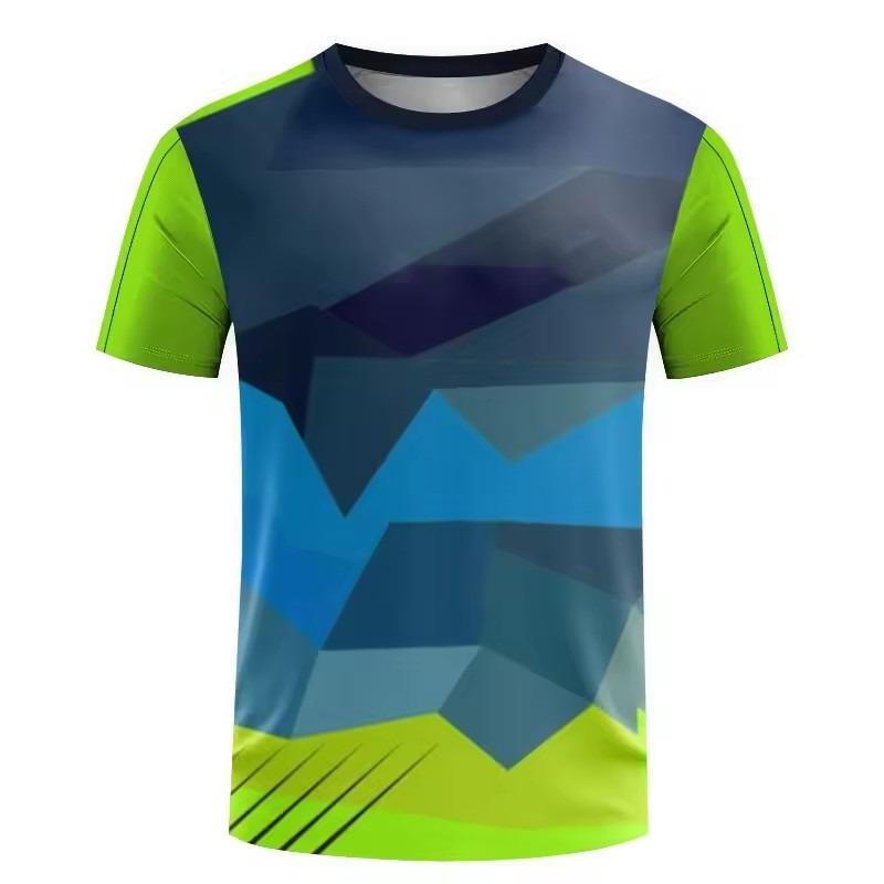 Tricou de exterior pentru bărbați cu uscare rapidă, cu imprimeu 3D, costum de antrenament pentru tenis, tricou de vară lejer și confortabil cu gât rotund pentru bărbați