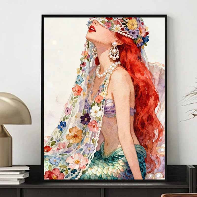 Disney 5D DIY Diamond Painting Ariel Watercolor Illustration, Embroidery Mosaic Cross Stitch Home Decor Gifts  Crafts