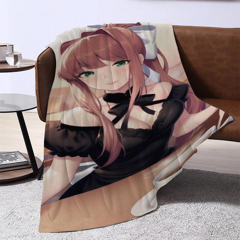 D-Doki Doki L-Literature Club Anime Throw Summer Blanket Fluffy Microfiber Bedding Portable Bed Blankets for Decorative Sofa