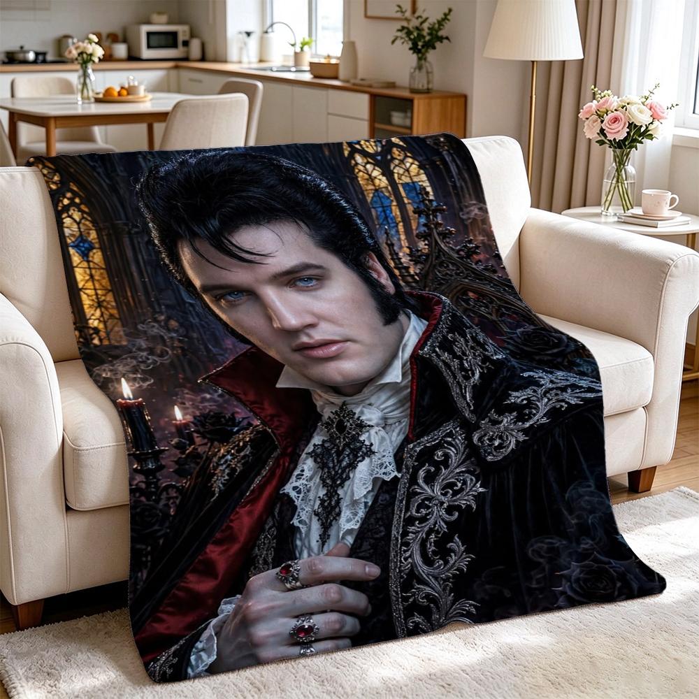 Gothic Vampire Nobleman Intricate Dark Patterns Flannel Blanket Allseason Fleece Blanket For Living Room Bedroom Gaming Room Home Decor