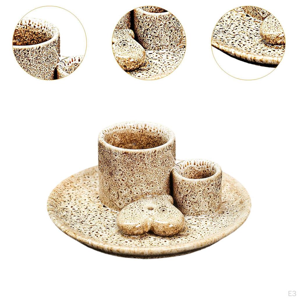 Cădelniță Ceramică și Suport Palo Santo, Suport Lumânare Arzător Tămâie pentru Birou