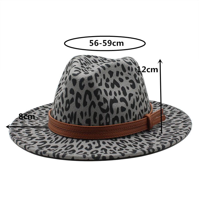 

Hat Female British Spring And Autumn Woolen Feather Hat Leopard Print Retro Jazz Top Hat M（56-59cm） темно-сірий