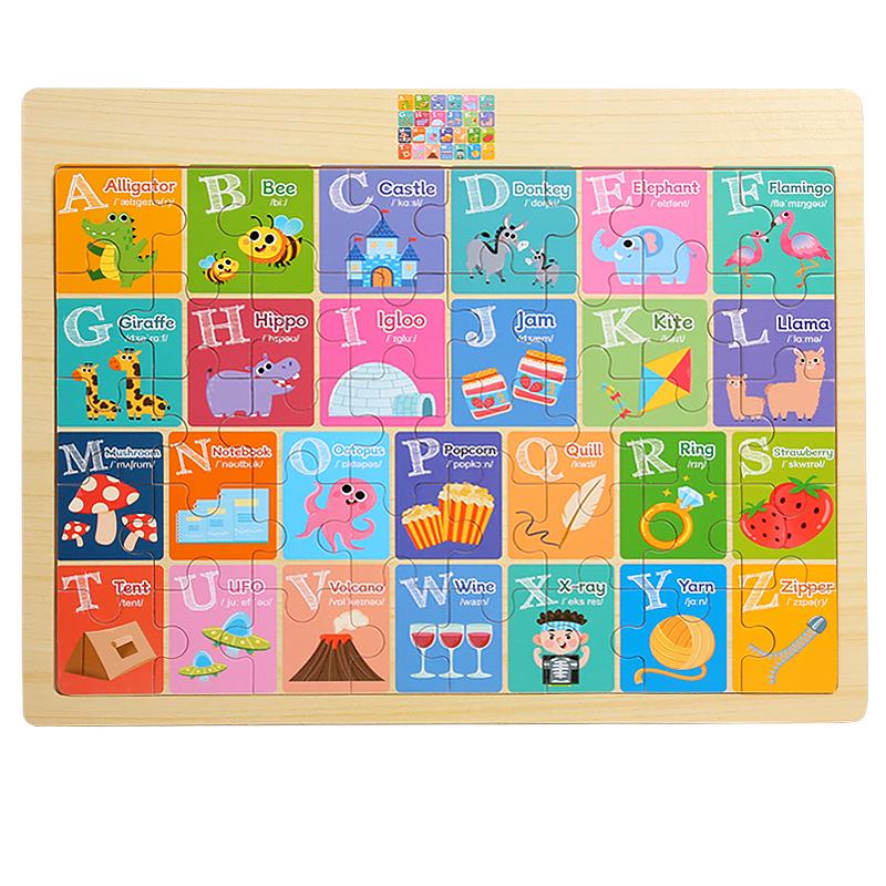 

40-Piece Wooden Animal Cartoon Puzzle for 3-Year-Olds: Educational Toy