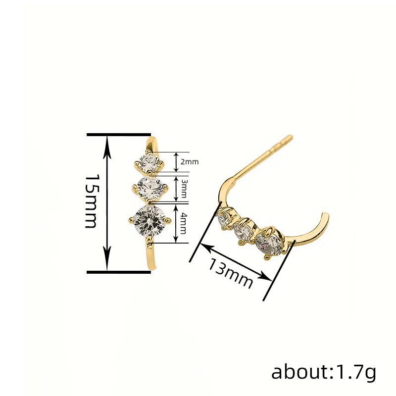 Huitan Bright Cubic Zirconia Elegant Trendy Stud Earrings for Women Minimalist Style Wedding Party Daily Accessories Zircon