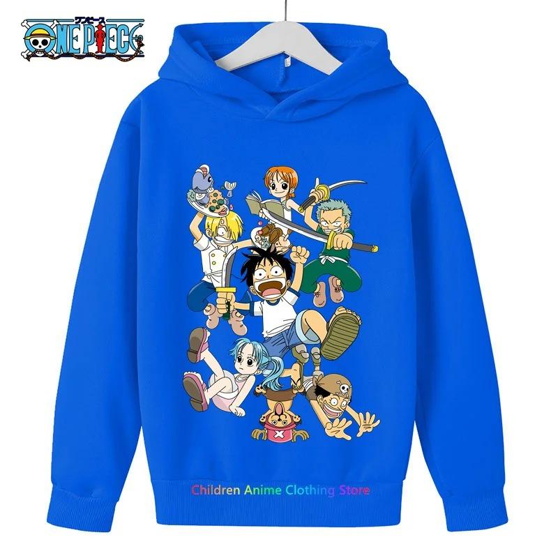 Anime Luffy Hoodie for Kids, One Piece Sweatshirt, Coat for Baby Boys and Girls, Warm Sweater, Autumn Clothing