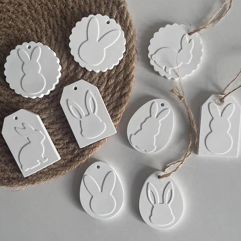 2026 Latest Model Easter Bunny Pendant Silicone Mold DIY Epoxy Resin Plaster Concrete Drip Glue Mold Easter Decoration Egg Bunny