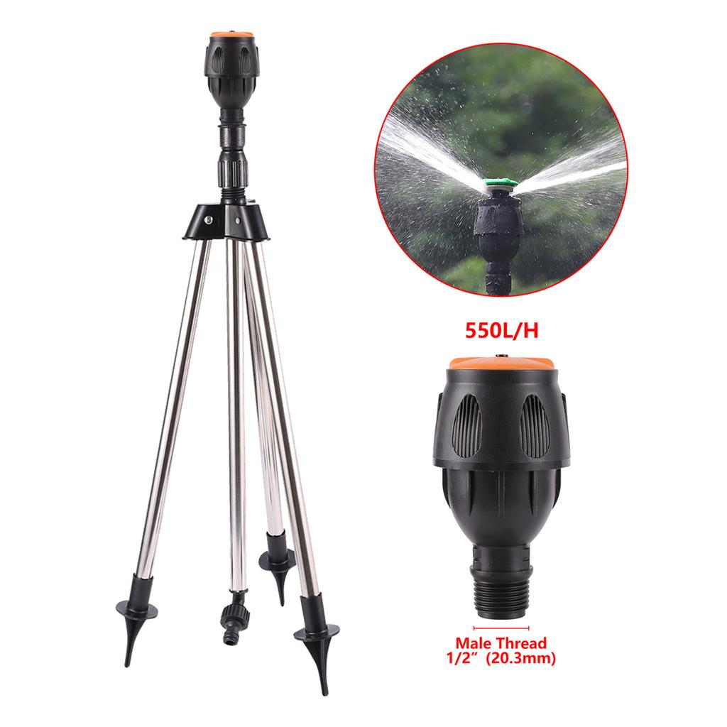 Garden Automatic Rotating Sprinklers 1/2" Female Thread Stainless Steel Tripods Lawn Orchard Irrigation Nozzles 350/550/650 L/H