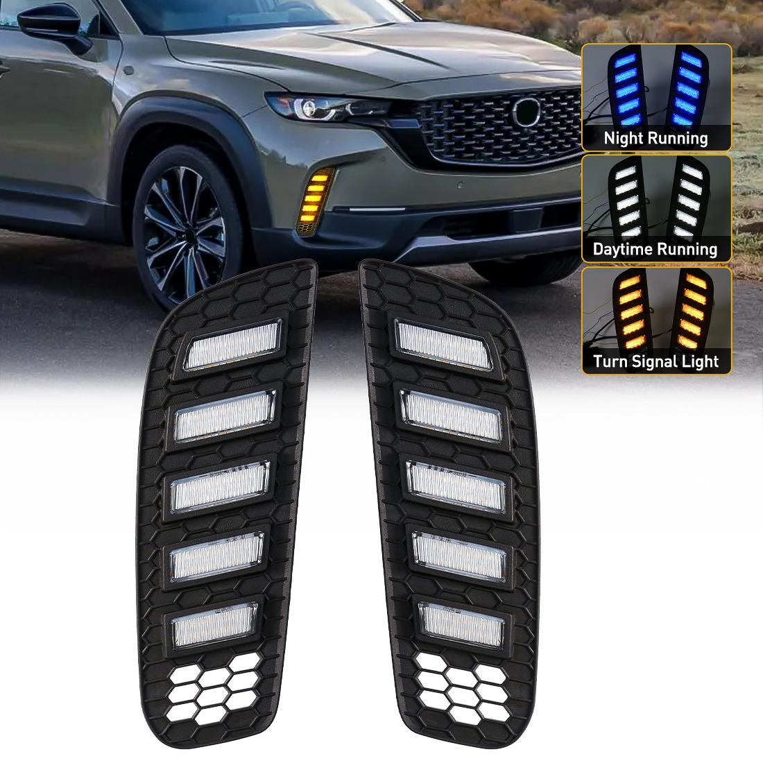 

DRL для Mazda CX-50 CX50 2025 2025 светодиодные дневные ходовые огни автомобильные противотуманные фары динамические указатели поворота белые желтые синие автомобильные аксессуары