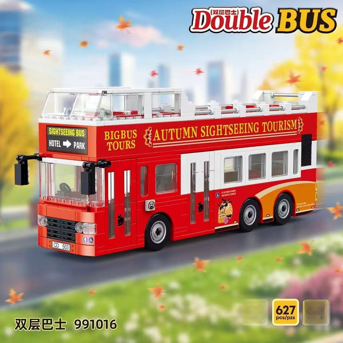 

Mini Building Block Model Set Retro Double decker Bus Sightseeing City Bus Collectibles and Decorations, Ideal Gift