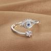 YILUOCD Blue Cubic Zirconia Evil Eye Open Ring for Women Turkish Devil Eyes Stackable Adjustable Rings Jewelry for Protection