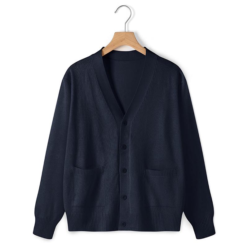 Japanese Style V-Neck Long Sleeve Knit Cardigan - Solid Color Academy Uniform