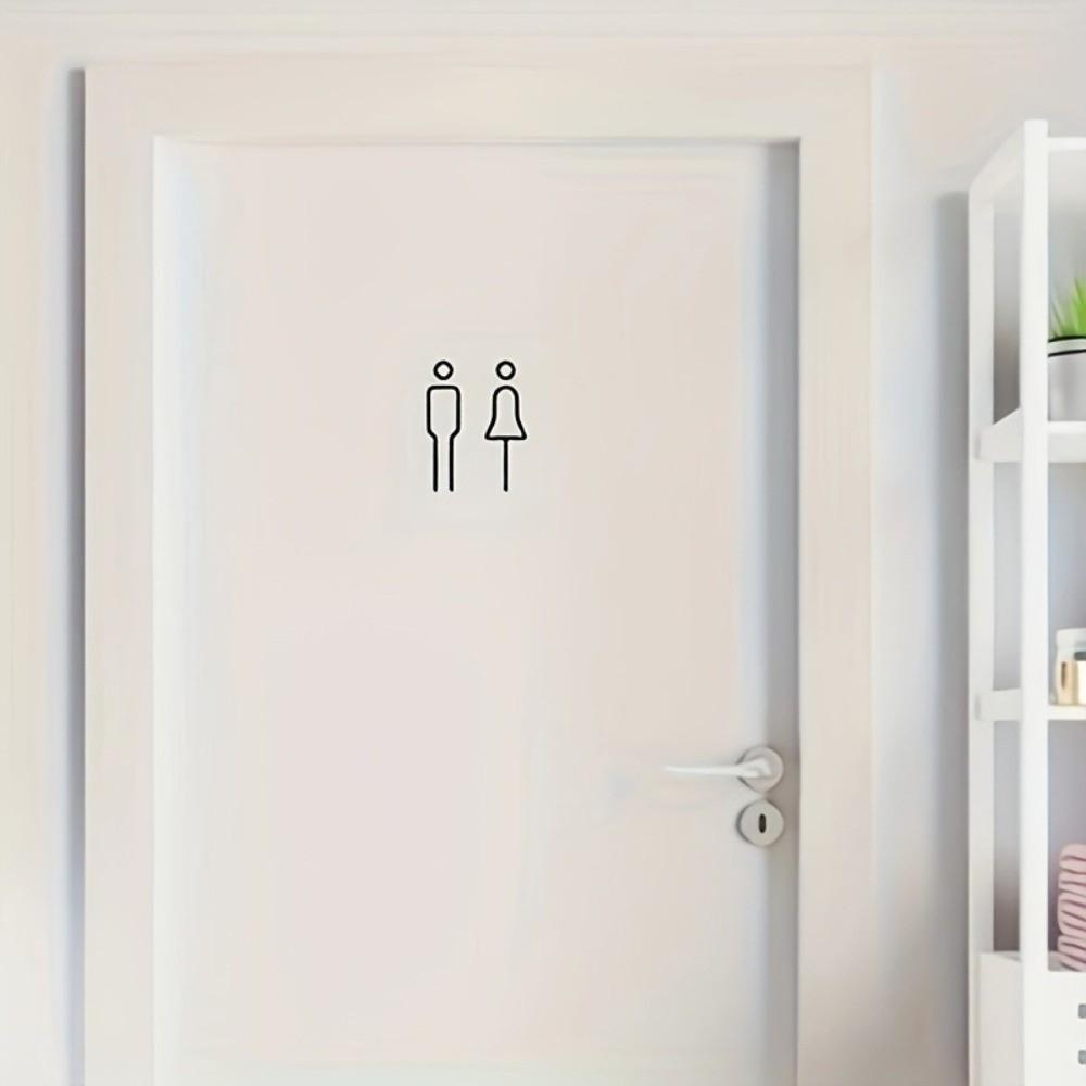 Wash Room Door Toilet Sign Black Gold Color Wc Holder Signage Board Fashion Wall Label Sticker