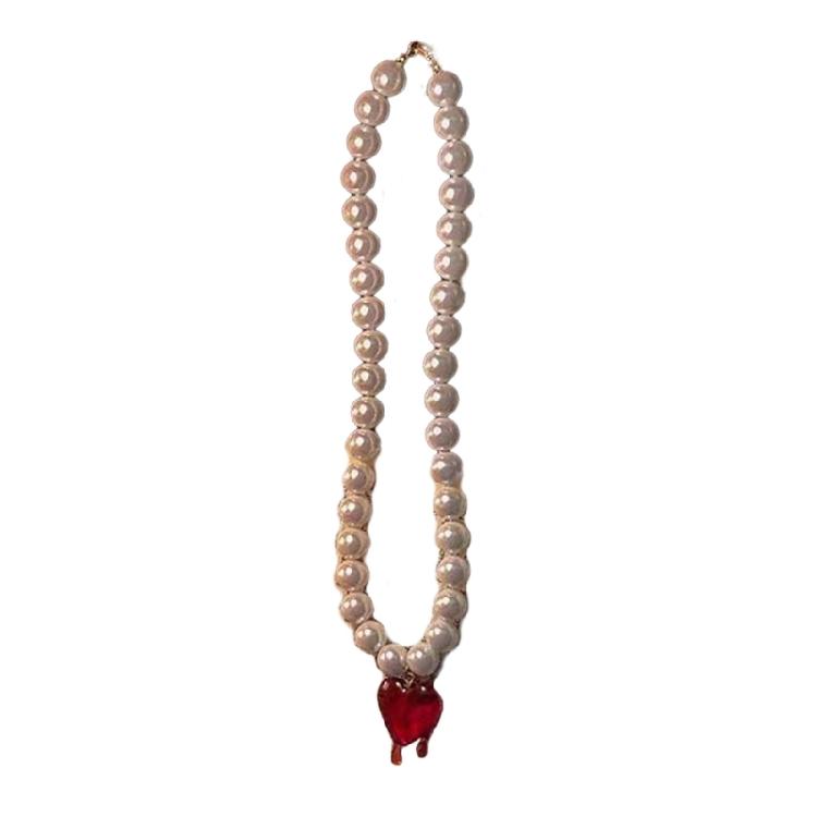 

Korean Pearl Chain Choker Necklace for Women Girls 2023 Jewelry Heart Pendant 1