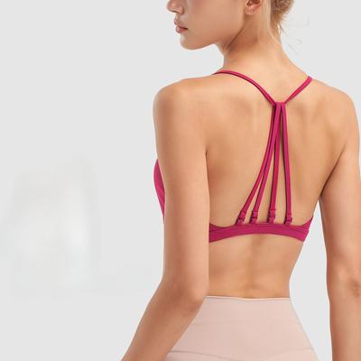Women's Slim Shoulder Strap and Beautiful Back Sports Bra Shockproof Running Fitness Suit Yoga Top