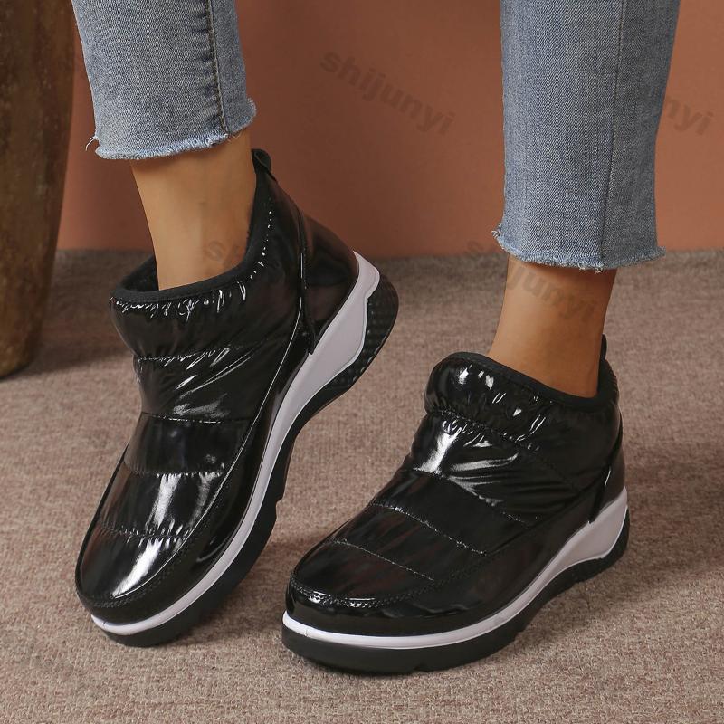 Fashion Women Flats Fur Ankle Snow Boots Cotton Shoes Winter New Plus Fleece Thickened Warm Short Plush Boots Design Casual Botas Mujer