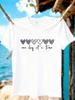 Yj01029heart Pattern Print Plus Size Unisexs Crew Neck Tshirt Summer Casual Short Sleeve Top Fashionable Versatile Clothing
