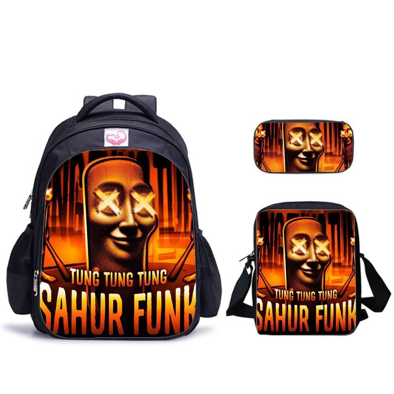 Haijing Houten Stokman Kinder Schooltas Schoudertas Etui Combinatieset Rugzak Ondersteuning