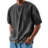 Men's Summer Solid Color Round Neck Loose Pocket Short Sleeve Top