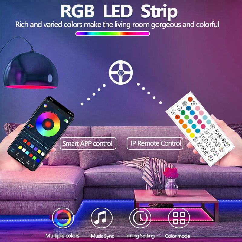 24V Brighter Bluetooth RGB Neon LED Strip 5m-30m Music SYNC Remote Control Waterproof Neon Rope Light for Indoor Outdoor Decor