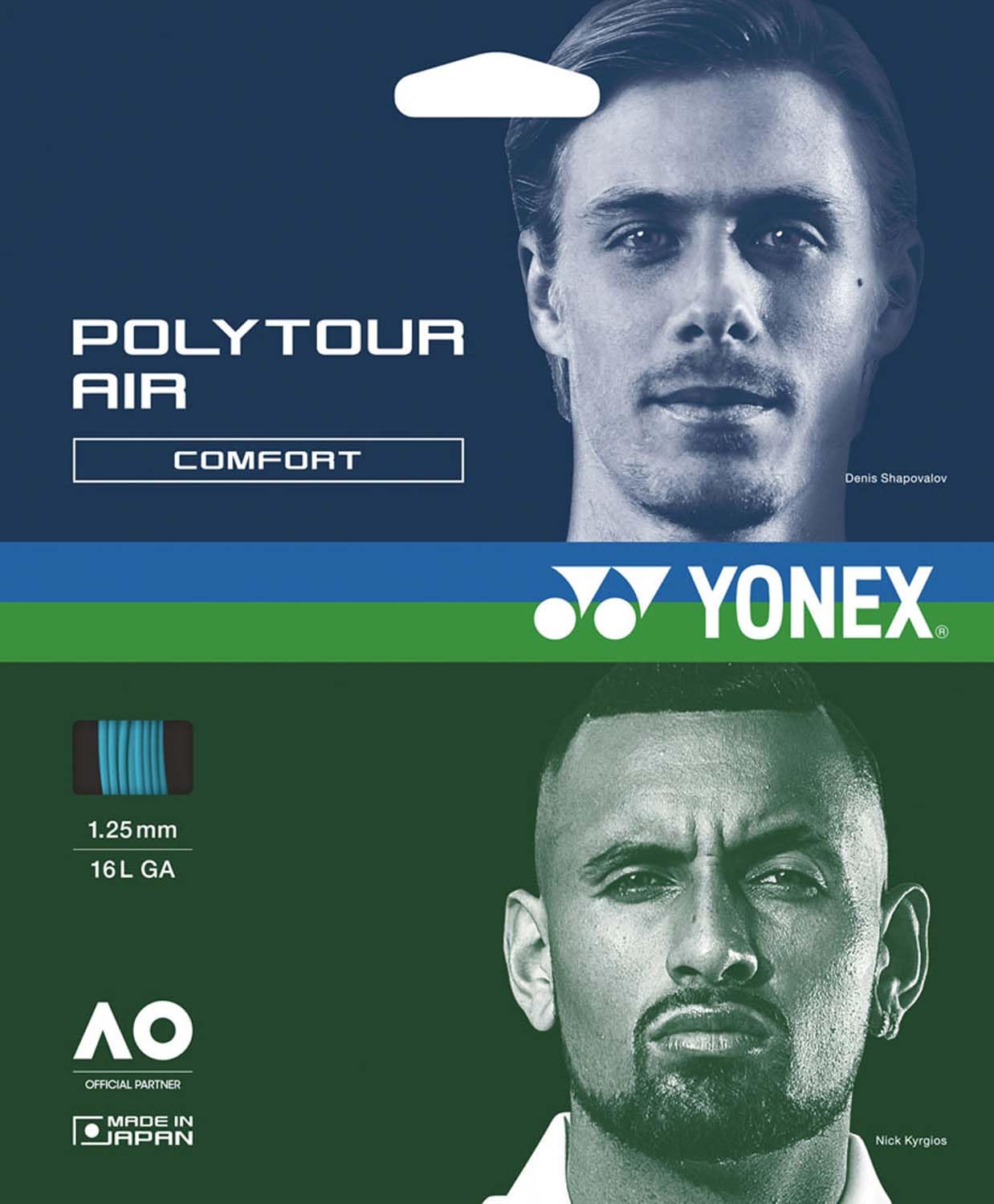 

YONEX Струни для хардболу Polytour Air 125 PTGA125 Небесно-блакитний (1,25 мм)