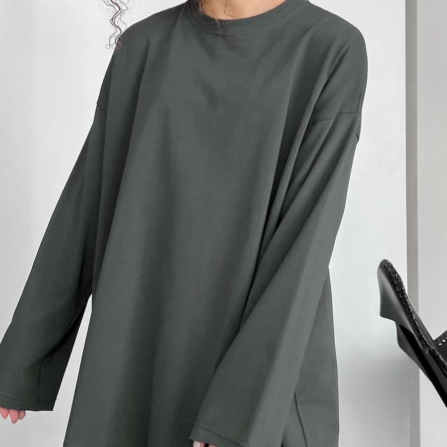 Spring Autumn New Cotton Long Sleeve T-shirt Women's Loose Top Fashionable Versatile Comfortable Casual Solid Color T-Shirts