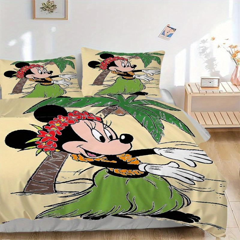 

3pcs Minnie Mouse Hawaiian Hula Quilt Set - Soft and Comfortable Bedroom, Guest Room and Dorm Decor Bedding Set 1 Quilt Cover + 2 Pillowcases.Q07 135x200cm