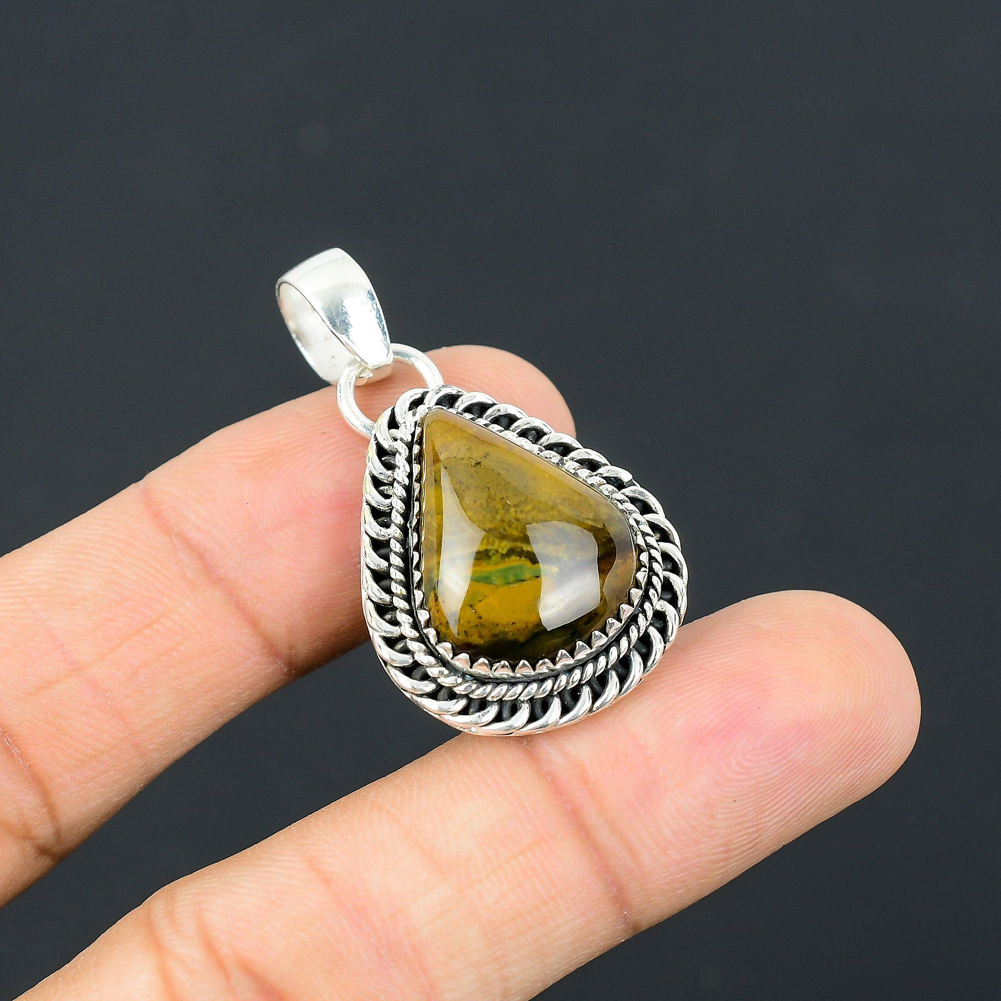 Sisters Day Deal Natural Rhyolite Daughter Handmade Wedding Pendant 925 Silver