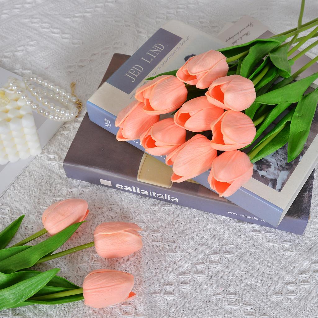 30 Stück Künstliche Tulpen 34cm Real Touch PU Kunstblumen Tulpenstiele für Hochzeit Frühlingsstrauß Blumengesteck Zuhause Büro Party Dekoration