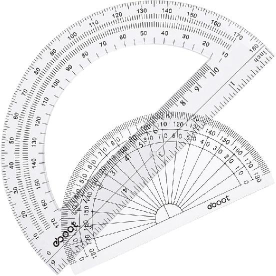 EBOOT 2 Pcs Plastic Protractor Clear 180 Degrees Transparent Protractor for Geometry, 4 Inch and 6 Inch