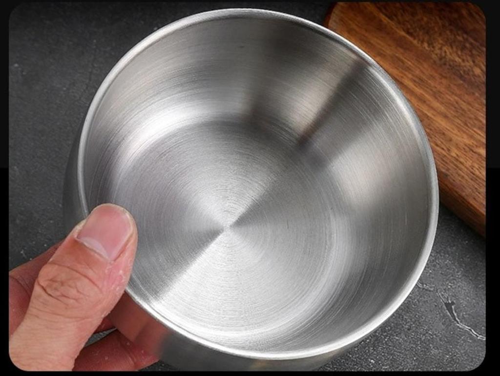 Korean Double Rice Bowl Double Stainless Steel Bowl with Lid Soup Bowl Steam Bowl Steam Cooking Bowl Small Children's Bowl Preventing Burns Korean Kit