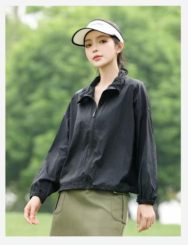 

Женская легкая летняя куртка от солнца, дышащий кардиган с защитой от УФ-лучей, тонкая верхняя одежда на кулиске, 2025. L чёрный