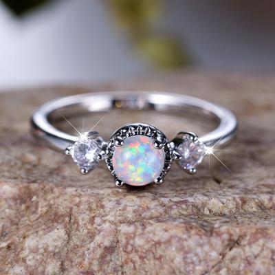 Fashionable Commuting Palladium Round White Minimalist Ring