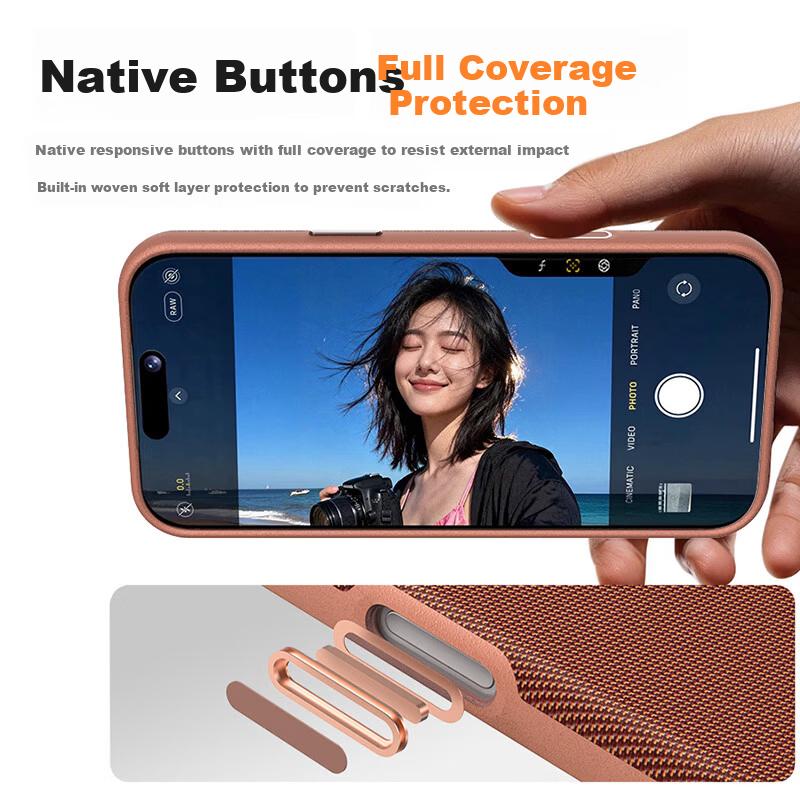 Pisen Compatible iPhone 17 Pro Max Case Apple 17 Pro Max Protective Cover Upgraded Tech Fabric Woven Magnetic Shockproof Case Black