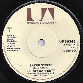 7inch Record GERRY RAFFERTY - Baker Street UP36346 United Artists  1978 UK Rock Used