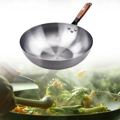 Non-stick Wok, Wok Pan, Cooking Gas with Wooden Handle, Saucepan, Induction Cooker, Flat