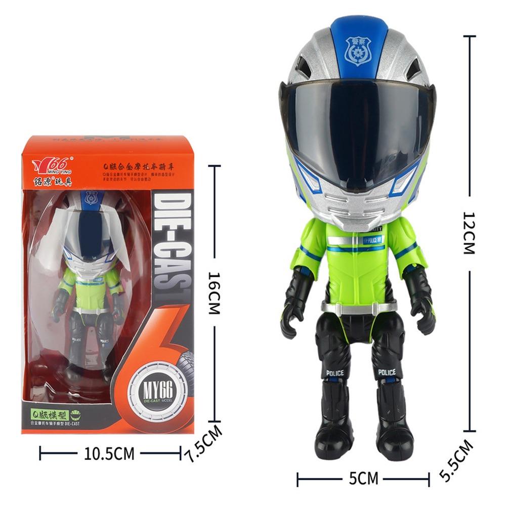 Transformable Alloy Motorcycle Rider Figure with Helmet Desktop Ornament Model Collectible Gift for Boys Kids