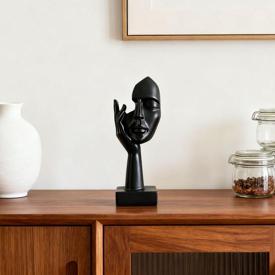 Abstrakt Tänkare Skulptur Ingen Hör Ingen Ser Ingen Talar Modern Harts Huvud Staty Samlarfigur för Hem Kontor Bokhylla Skrivbordsdekor