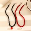 Red Beaded Choker Necklace Teardrop Pearl Pendant Necklace Elegant Short Necklace for Women